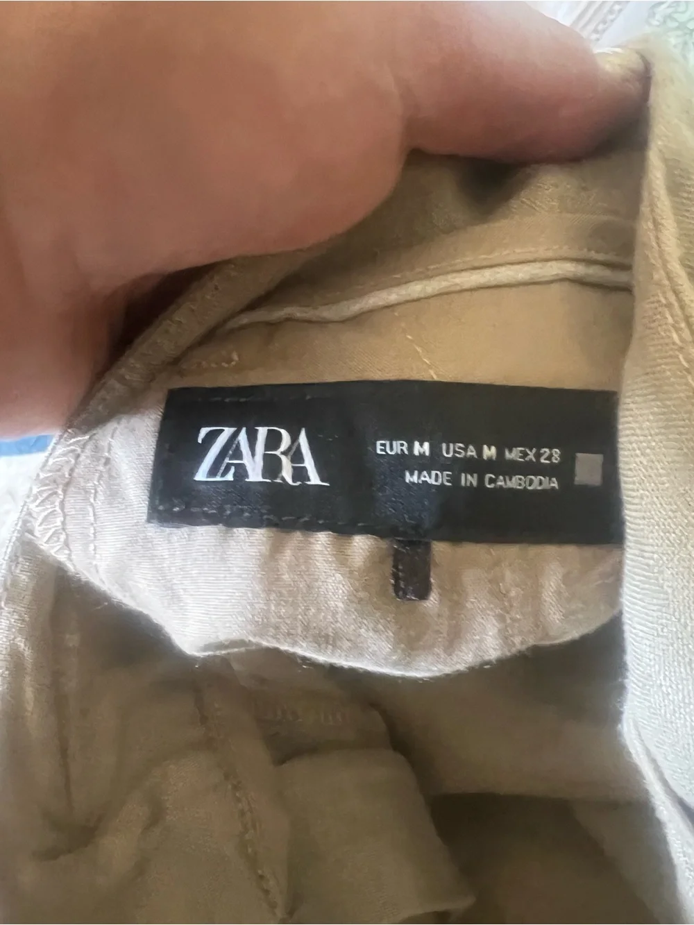Zara Wide-Leg Khaki Linen-Blend Pants